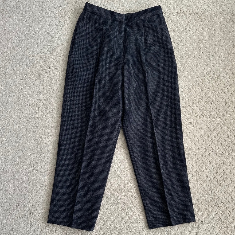 Liz Claiborne 100% Wool Pleated Tweed Trousers 10 Classic Office Workwear Career